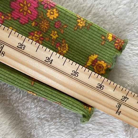 Urban Outfitters Floral Babydoll Top Women S Green Rib Knit Cottagecore Retro - Picture 9 of 10